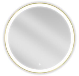 Mexen Esso okruglo LED osvijetljeno kupaonsko ogledalo, 80 cm, LED 6000K, protiv zamagljivanja, zlatni okvir