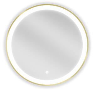 Mexen Esso okruglo ogledalo za kupaonicu s pozadinskim osvjetljenjem, 60 cm, LED 6000K, protiv pare, zlatni okvir