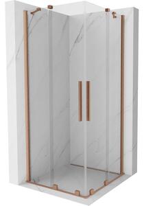 Mexen Velar Duo klizna tuš kabina 90 x 90 cm, prozirna, brušena mjed - 871-090-090-02-65