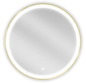 Mexen Esso okruglo osvijetljeno kupaonsko ogledalo, promjer 70 cm, LED 6000K, protiv magle, zlatni okvir - 9825-070-070-611-50