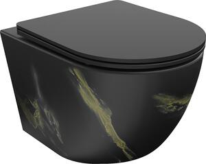 Mexen Lena WC školjka Rimless s mekanim zatvaranjem sjedala slim, duroplast, crni kamen - 30224098