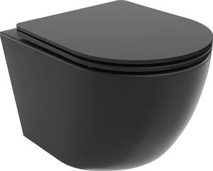 Mexen Lena WC školjka Rimless Tornado sa slim sporospuštajućom daskom, duroplast, crna mat - 30221085T