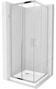 Mexen Rio kvadratna tuš kabina 90 x 90 cm, prozirna, krom + Flat tuš kada, bijela - 860-090-090-01-00-4010