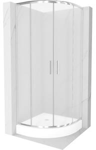 Mexen Rio polukružna tuš kabina 70 x 70 cm, mraz, krom + tuš kada, bijela - 863-070-070-01-30-4710