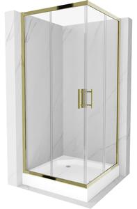 Mexen Rio kvadratna tuš kabina 90 x 90 cm, prozirna, zlatna + tuš kada, bijela - 860-090-090-50-00-4510