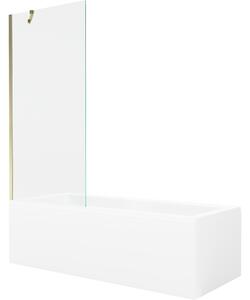 Mexen Cubik pravokutna kada 160 x 70 cm s oblogom i jednom krilnom pregradom 80 cm, prozirna, zlatna - 550316070X9508000050
