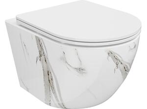 Mexen Lena wc školjka Rimless s daskom usporavajućeg zatvaranja slim, duroplast, bijeli kamen - 30224094