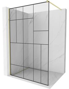 Mexen Kioto Staklena pregrada za tuš Walk-in 80 x 200 cm, crni uzorak 8 mm, zlatna brušena - 800-080-101-55-78