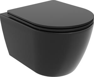 Mexen Carmen WC školjka Rimless Tornado s tankom daskom, duroplast, crna mat - 30881085T