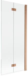 Mexen Mist dvokrilni paravan za kadu desni 80 x 150 cm, proziran, brušeni bakar - 8A9-080-002-65-00-P