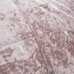 Ružičasti prošiven prekrivač od samta za bračni krevet 220x220 cm Crushed – Catherine Lansfield