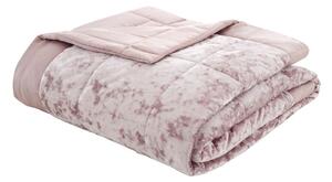 Ružičasti prošiven prekrivač od samta za bračni krevet 220x220 cm Crushed – Catherine Lansfield