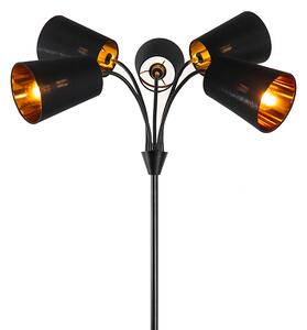 Moderna podna svjetiljka crna 5-svjetla - Carmen