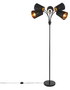 Moderna podna svjetiljka crna 5-svjetla - Carmen