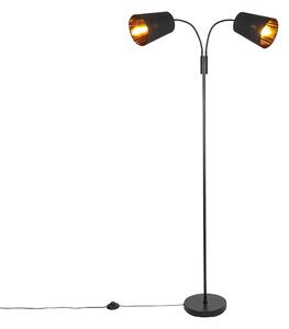 Moderna podna svjetiljka crna 2 svjetla - Carmen