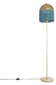 Orijentalna podna svjetiljka zlatna sa zelenim resama 30 cm - Fringle