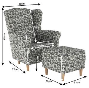 Zondo Fotelja s tabureom Aevo (patchwork N1) . 788159