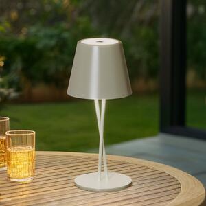 Lindby LED baterijska stolna lampa Janea CROSS, zelena, metal, prigušiva, Zelena, Metal