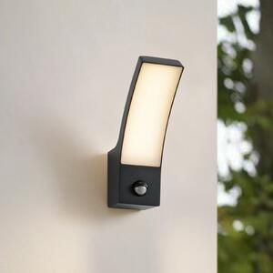 Lindby LED vanjska zidna svjetiljka Ilvita, senzor, antracit, IP54, Crno, Aluminij