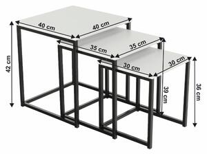 Zondo Set stolića za kavu 3 kom. Kastty PC tip 3 (bijela + crna). 1016032