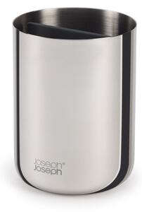 Čaša za četkice za zube od nehrđajućeg čelika u sjajno srebrnoj boji EasyStore Luxe – Joseph Joseph
