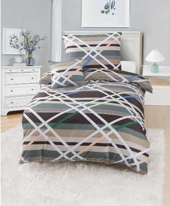 Sivo-smeđa 3-dijelna posteljina za krevet za jednu osobu od mikrosatena 140x200 cm Mateo – My House