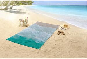 Bež/tirkizni ručnik za plažu 100x180 cm – Good Morning