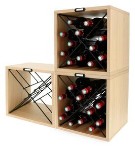 Držač za boce vina u dekoru bukve u prirodnoj boji broj boca 12 kom – Compactor