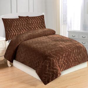 Smeđa posteljina za krevet za jednu osobu od mikropliša 140x200 cm – My House