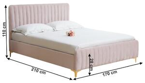 Zondo Bračni krevet 160 cm Karilla (ružičasta) (s podnicom). 1017201