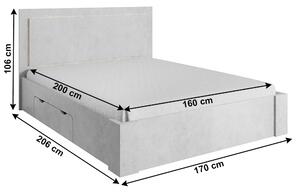 Zondo Bračni krevet 160 cm Atalen (sivi beton) (s prostorom za odlaganje). 1034023
