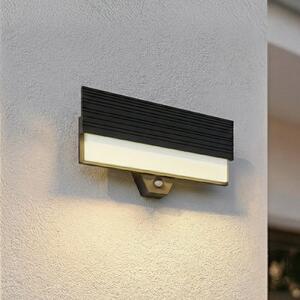 Lucande LED vanjska zidna svjetiljka Melira, senzor, antracit, IP65, Crno, Aluminij