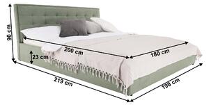 Zondo Bračni krevet 180 cm Essie (s podnicom) (mentol). 1021284