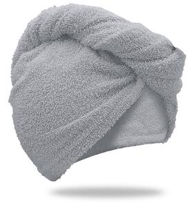 Turban za kosu od frotira koji se brzo suši svijetlo sivi, 100% pamuk