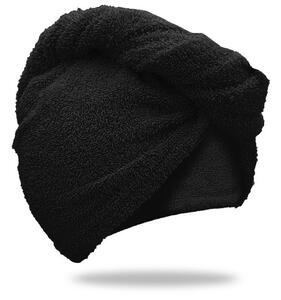 Turban za kosu od frotira koji se brzo suši, crni