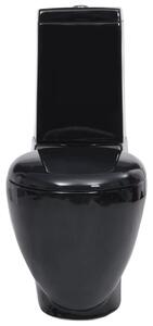 VidaXL Keramička toaletna školjka sa stražnjim protokom vode crna