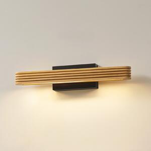 Lucande LED zidna svjetiljka Lieske, 40 cm, drvo, crna, Drvo, Dnevni boravak/blagovaonica, Drvo