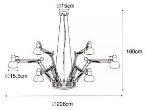 Industrijska viseća svjetiljka crna sa 6 svjetala podesiva - Hobby Spinne