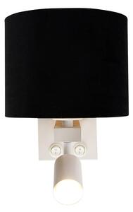 Zidna lampa bijela s lampom za čitanje i sjenilom 18 cm crna - Brescia