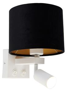 Zidna lampa bijela s lampom za čitanje i sjenilom 18 cm crna - Brescia