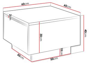 Stolić za kavu Nasonat 60 x 60 (bijeli mramor) (s prostorom za odlaganje)