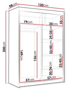 Zondo.hr Ormar za garderobu s kliznim vratima Varentona IV 120 (bijela + zlatna) . 1105757
