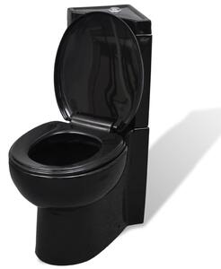 VidaXL Keramička toaletna školjka kutna crna