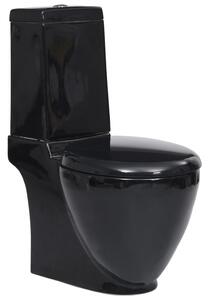 VidaXL Keramička okrugla toaletna školjka s donjim protokom vode crna