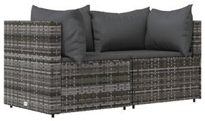 VidaXL Kutne vrtne sofe s jastucima 2 kom sive od poliratana