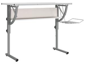 VidaXL Radni stol bijelo-sivi 110x53x(58-87) konstruirano drvo i čelik