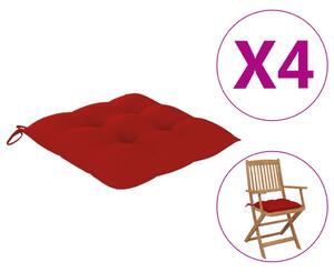 VidaXL Jastuci za stolice 4 kom 40 x 40 x 7 cm crveni