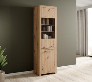 Visoka vitrina JANEZ u boji hrasta Artisan - HRAST ARTISAN-CRNA