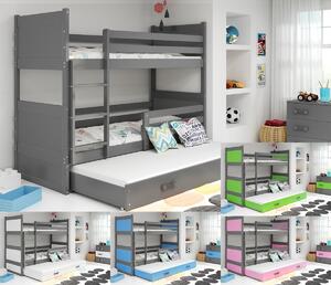 Krevet na kat RICO 90x200 s dodatnim ležajem - GRAFIT (VIŠE BOJA)