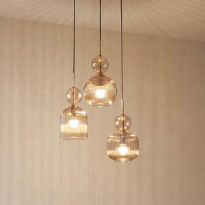 TK Lighting Sophia viseća lampa, 3 žarulje, Ø 41 cm, boja konjaka/crna, E14, prigušiva, Sivo, Dnevni boravak/blagovaonica, Staklo